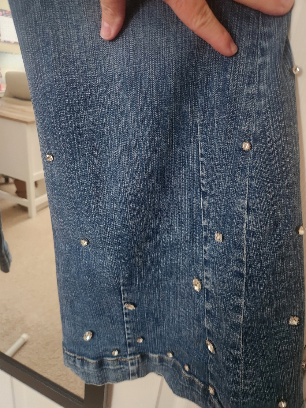 torrid Blue Rhinestone Wide-Leg Jeans - Picture 2 of 7